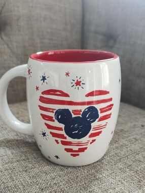 Disney With Starbucks Red, White And Blue Ceramic Mug with Red Interior